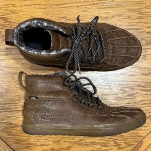 Vans Brown High-Top Leather Lace-Up Shoes